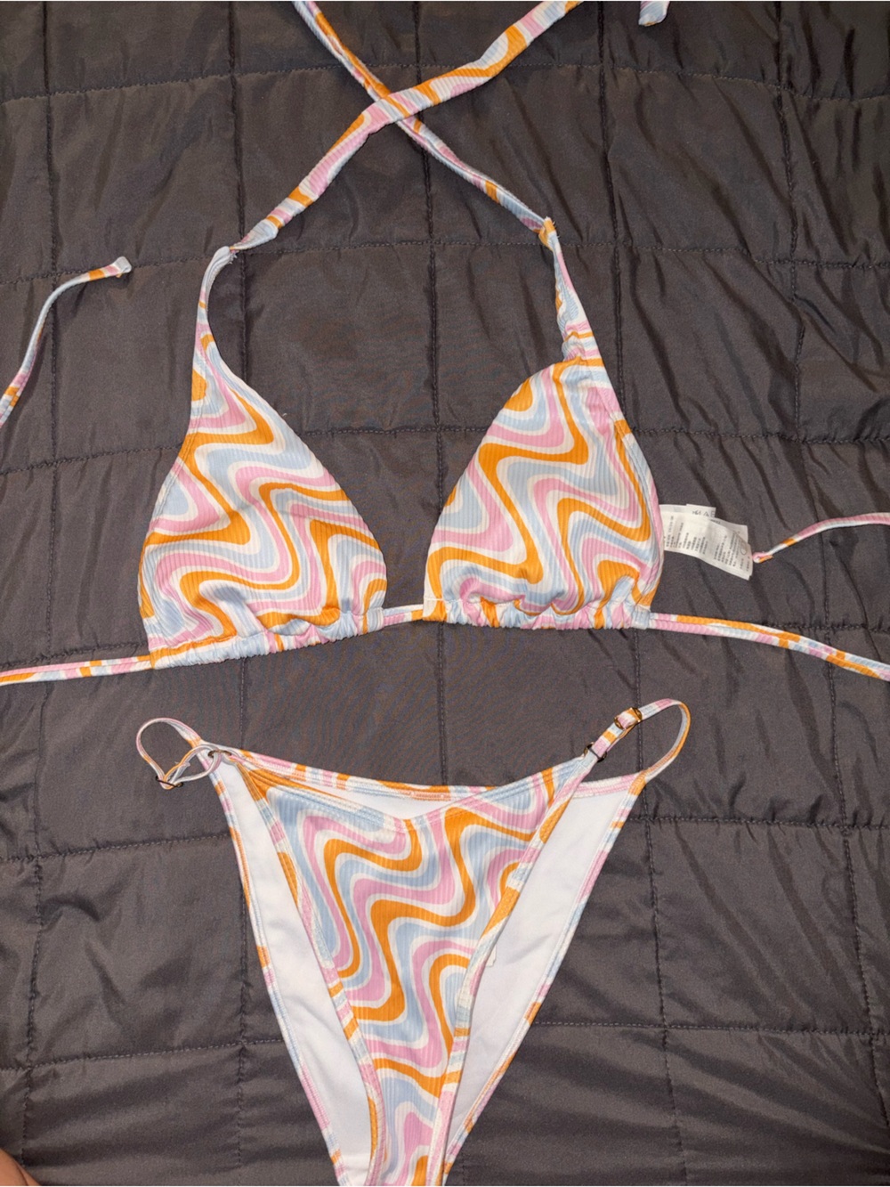 Hollister Multicolor Striped Triangle Bikini Top